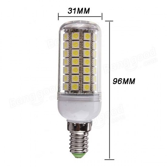 E14 5.5W LED Bulb 69 SMD 5050 Pure White/Warm White Bright Corn Light Lamp AC 110V