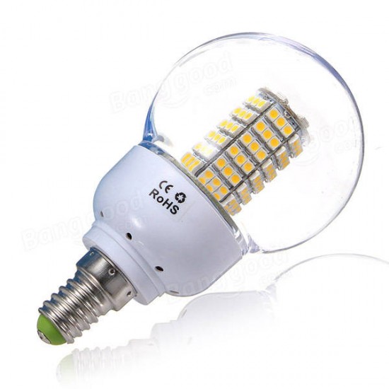 E14 5W Warm White 120 SMD 3528 LED Globular Light Lamp Bulb AC185-265V