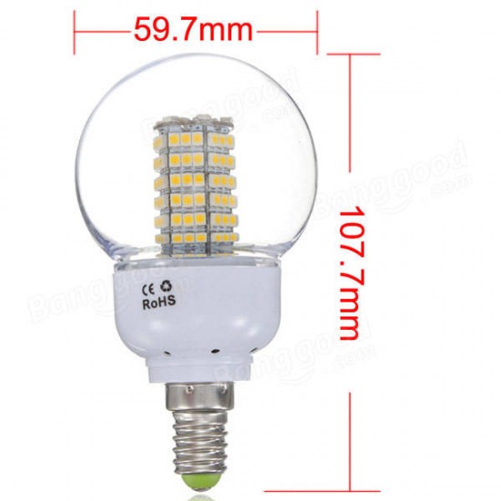 E14 5W Warm White 120 SMD 3528 LED Globular Light Lamp Bulb AC185-265V