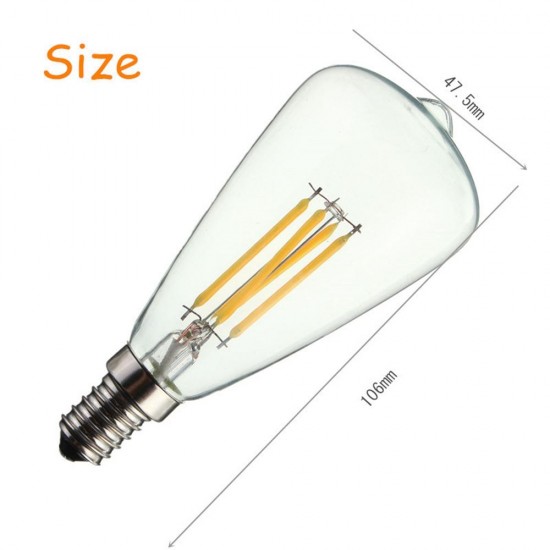 AC220V E14 4W LED Filament COB Light Bulb Edison Retro Vintage Lamp for Home Decor