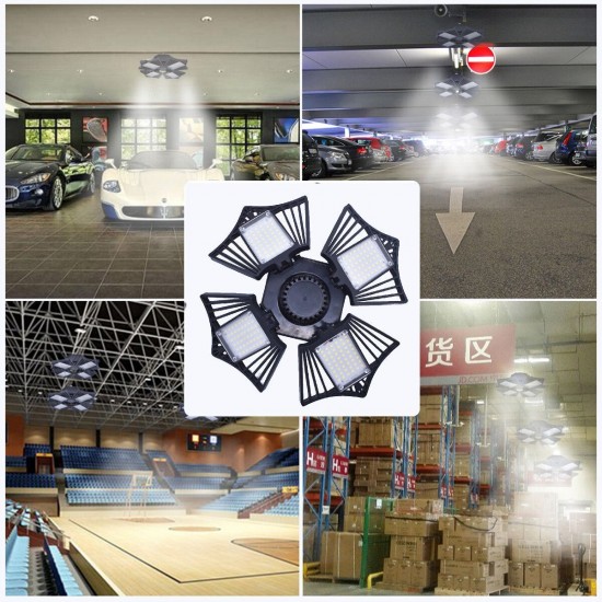 120W 150W E27 LED Garage Lamp 2835 Foldable Four-Leaf Light Bulb Deformable Ceiling Fixture 85-265V