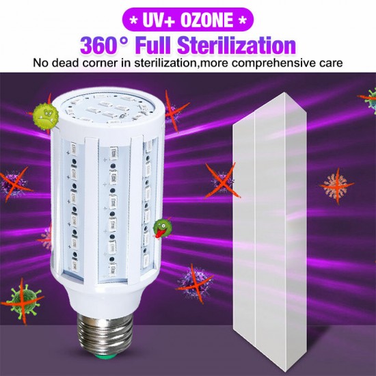 12W UV Germicidal Sterilizer Lamp E27 LED Corn Light Bulb + 110V/220V Remote Control for Indoor Home