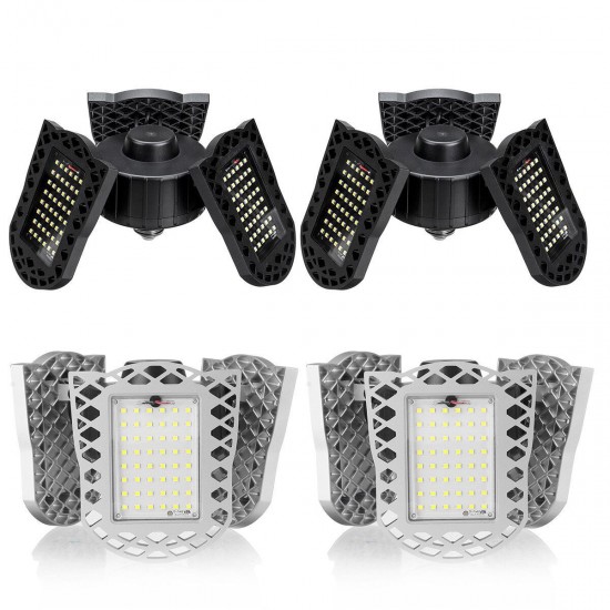 15/60/80W 96/300LED Deformable LED Garage Ultra-Bright Lights Garage Ceiling Light Adjustable E26/E27 LED Work Light Bulbs with 2/3 Leaves Die-cast Aluminum/Plastic Optional