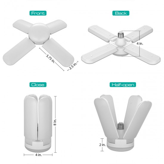 180W E27 25000LM 200 LED Garage Light Deformable Ceiling Fixture Four-leaves Workshop Lamp AC85-265V