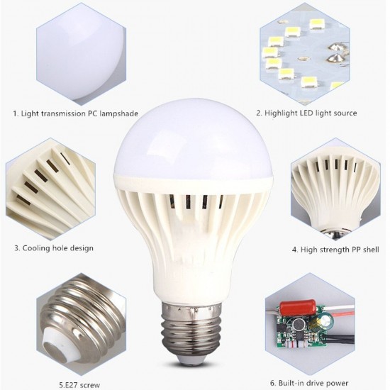 220V 3W 5W 7W 9W 120° E27 2835SMD LED Globe Bulb Light Voice Light Control Lamp