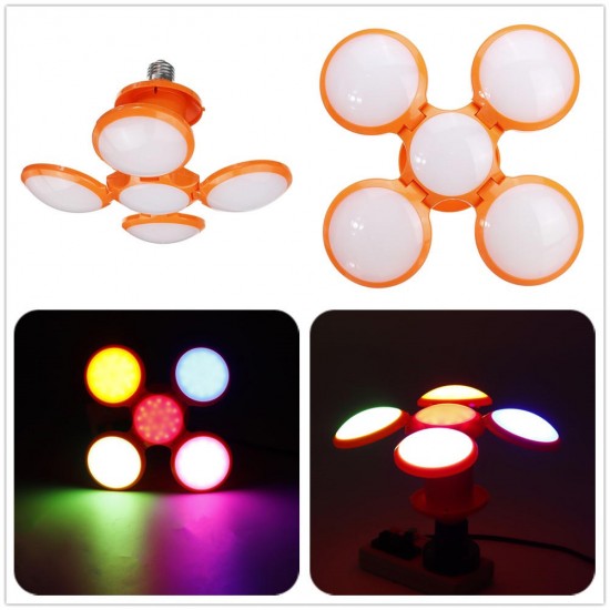 30W E27 LED Light Bulb UFO Football Shape Foldable Colorful Five-leaves Garage Lamp AC85-265V