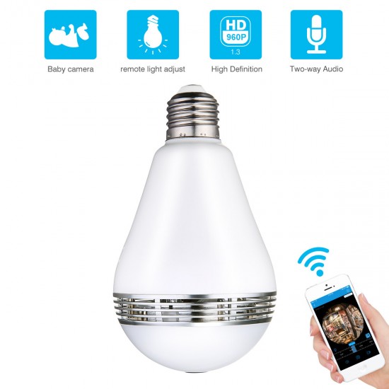 360° Panoramic HD Wireless Camera Wifi Light Bulb 1080P SecurityW / Memory