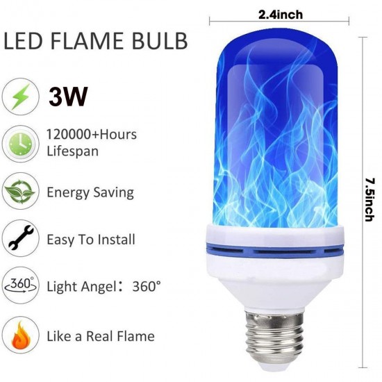3W E27 99LED Flame Effect Flickering Fire Light Bulb AC85-265V KTV Party Decoration Lamp Blue/Red/Pink/Green/RGB Light