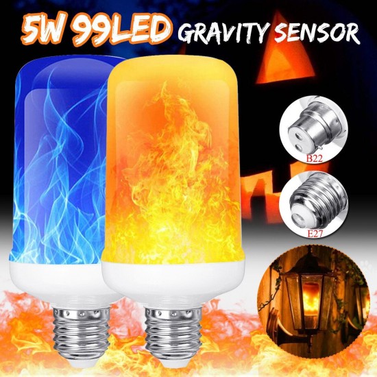 4 Modes Gravity Sensor B22 E27 Flame Effect Fire Light Bulb Super Bright 96 LEDs Decorative Atmosphere Light Christmas Decorations Lamp