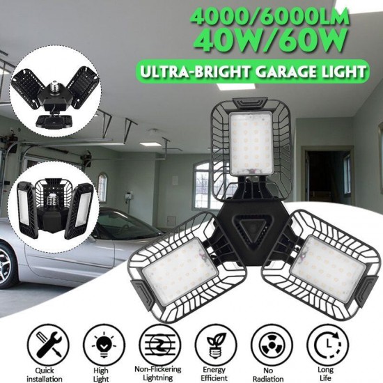 40/60W Deformable Garage Light Ultra-Bright E27 Trilight Lamp Set with 3 Panels 40/60W Deformable Garage Light Ultra-Bright E27 Trilight Lamp Set with 3 Panels