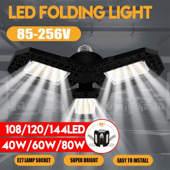 40W 60W 80W E27 LED Bulb SMD2835 Foldable Garage Light Deformable Ceiling Fixture Workshop Lamp AC85-265V 40W 60W 80W E27 LED Bulb SMD2835 Foldable Garage Light Deformable Ceiling Fixture Workshop Lamp AC85-265V