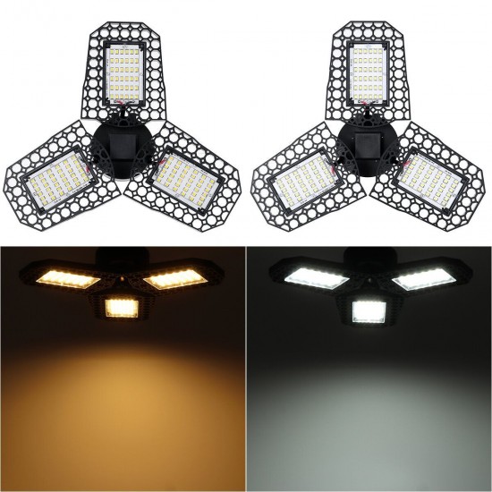 40W E27 Deformable 108LED Garage Light Bulb Waterproof Foldable Fixture Ceiling Workshop Night Lamp 85-265V