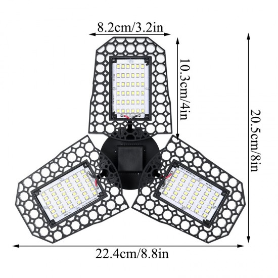 40W E27 Deformable 108LED Garage Light Bulb Waterproof Foldable Fixture Ceiling Workshop Night Lamp 85-265V