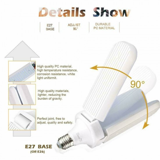 45W/60W Universal Deformable LED Garage Light E27 Foldable Ceiling Workshop Lamp