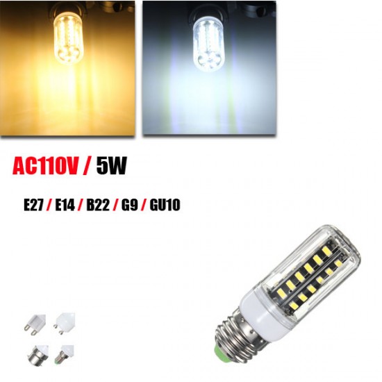 5W G9 E14 E27 B22 GU10 42 SMD 5733 LED White Warm White Cover Corn Light Lamp Bulb AC 110V