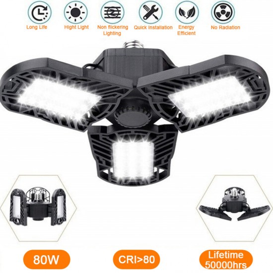 60/80/100/120/150W LED Garage Ceiling Lights 6000LM Garage Lighting Deformable