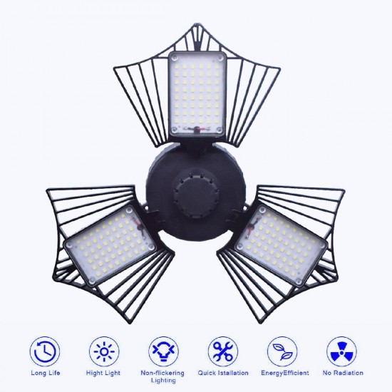 60/80/100W LED Garage Lights Deformable Ceiling Fixture Workshop Shop Three-Leaf