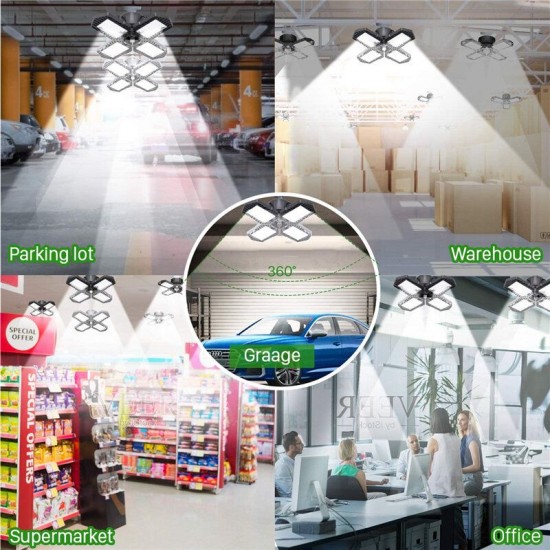 60W E27 132 LED Garage Light 4 Blades Deformable Ceiling Lamp For Workshop Factory AC85-265V