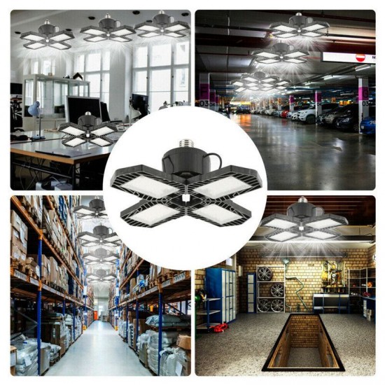 60W E27 132 LED Garage Light 4 Blades Deformable Ceiling Lamp For Workshop Factory AC85-265V