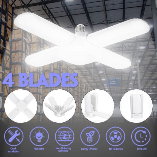 60W E27 Deformable 246LED Garage Light Bulb Four-leaf Indoor Ceiling High Bay Fixture Lamp AC85-265V