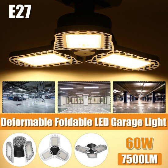 60W LED Garage E27 Light Bulb Deformable Ceiling Fixture Lights Shop Workshop Lamp