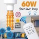 60W Remote Control 2835 E27 LED Bulb Ultraviolet Sterilization Light Disinfection Home Lamp AC85-265V