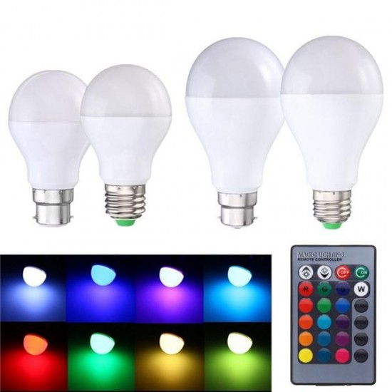 9W E27 B22 RGB Memory Function 16 Colors Changing LED Light Lamp Bulb + Remote Control AC85-265V