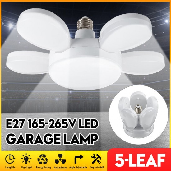 AC165-265V 40W 5 Blades Turtle Shape E27 LED Garage Light Deformable Ceiling Fixture Workshop Lamp Bulb