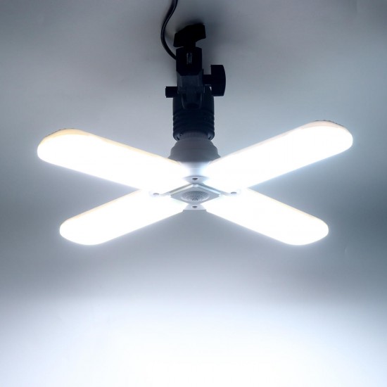AC170-265V E27 60W Adjustable Foldable Fan Blade Four-leaf LED Bulb High-brightness Ceiling Workshop Lamp