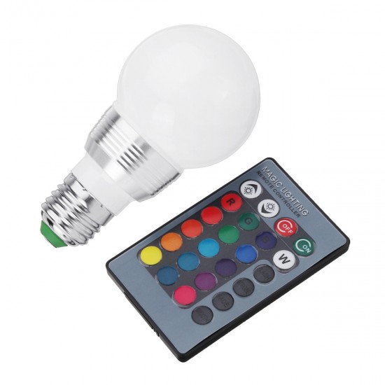 AC85-265 3W E27 E14 Dimmable RGB LED Light Bulb+24 Key IR Remote Controller for Home Party Decor