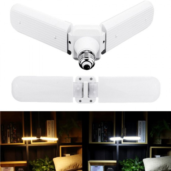 AC85-265V E27 30W Two-leaf Adjustable Foldable Fan Blade 152LED Indoor Ceiling Lamp Light Bulb