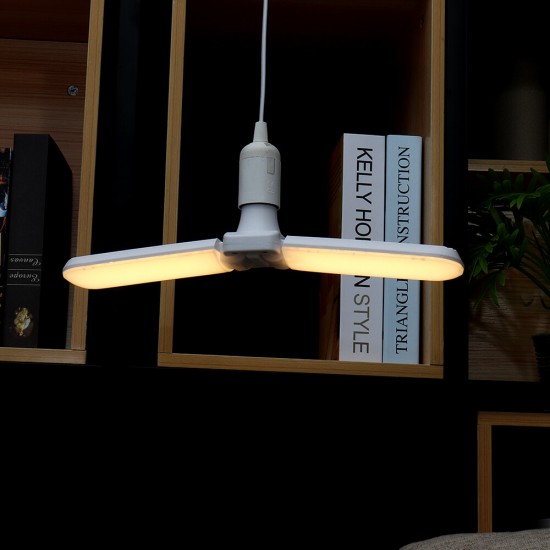 AC85-265V E27 30W Two-leaf Adjustable Foldable Fan Blade 152LED Indoor Ceiling Lamp Light Bulb