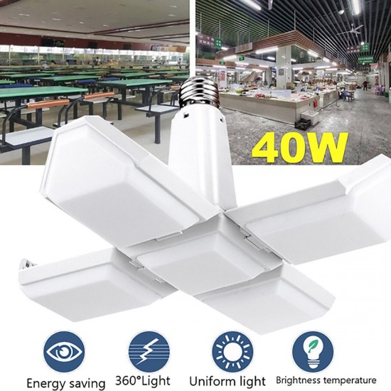 AC85-265V E27 40W Folding Four-Leaf LED Lamp Household Deformation Uniform Bulb Indoor Lighting AC85-265V E27 40W Folding Four-Leaf LED Lamp Household Deformation Uniform Bulb Indoor Lighting