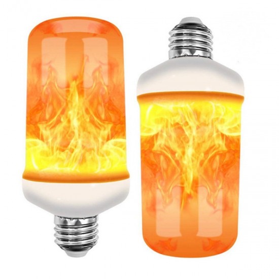 AC85-265V E27 7W Flame Effect Fire Light Bulb Gravity Sensor 4 Modes Flickering Lamp