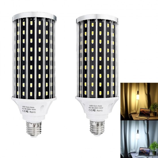 AC85-265V 50W E27 5000LM Pure White Warm White 168LED Corn Light Bulb for Indoor Home Decor