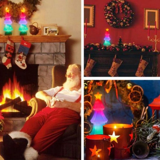 AC85-265V E27 1W RGB+Yellow Christmas Tree Shape LED Light Bulb for Holiday Decor