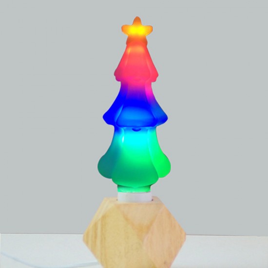 AC85-265V E27 1W RGB+Yellow Christmas Tree Shape LED Light Bulb for Holiday Decor