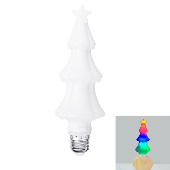 AC85-265V E27 1W RGB+Yellow Christmas Tree Shape LED Light Bulb for Holiday Decor