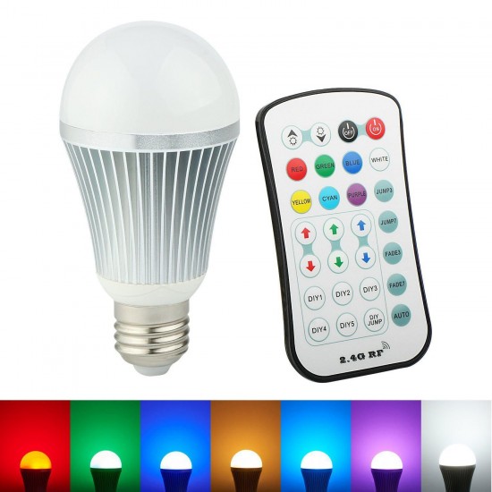 E27 9W Color Changing LED Globe Light Bulb with 2.4G Wireless Remote Controller AC85-265V E27 9W Color Changing LED Globe Light Bulb with 2.4G Wireless Remote Controller AC85-265V