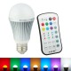 E27 9W Color Changing LED Globe Light Bulb with 2.4G Wireless Remote Controller AC85-265V