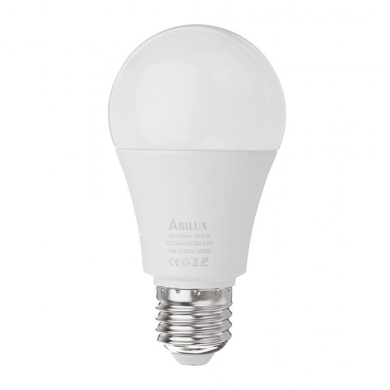 E27 A60 9W 620LM Warm White Pure White Dusk to Dawn LED Sensor Globe Light Bulb AC100-240V