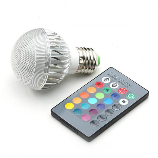 B22/E27/E14 5W RGB Remote Controlled Colour Changing LED Light Bulb AC 85-265V
