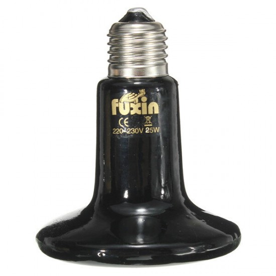 Diameter 90mm Ceramic Emitter Heated Pet Appliances Reptile Heat Lamp Black 25W/50W/75W/100W/150W/200W AC 220V