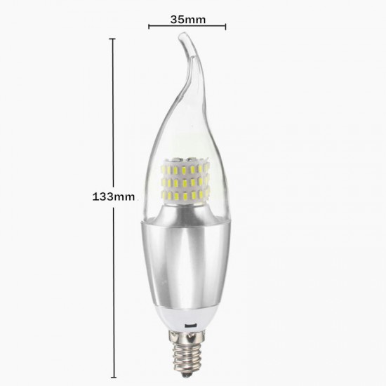 Dimmable E27 E14 E12 7W 60 SMD 3014 LED Pure White Warm White Sliver Candle Light Lamp Bulb AC110V Dimmable E27 E14 E12 7W 60 SMD 3014 LED Pure White Warm White Sliver Candle Light Lamp Bulb AC110V