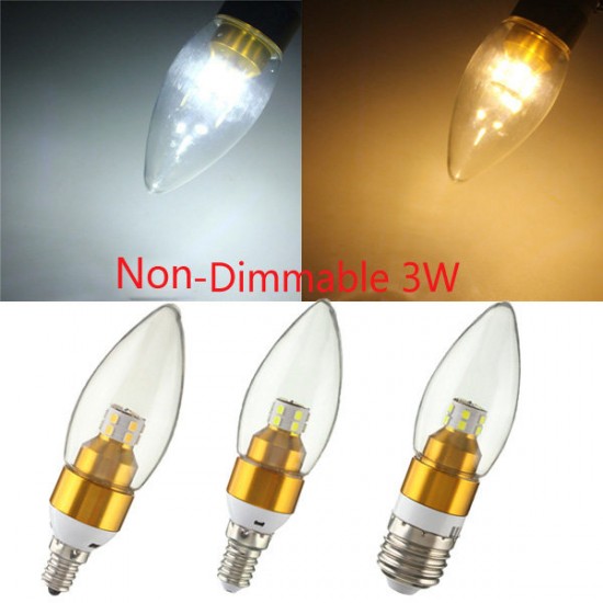 E12/E14/E27 3W Non-Dimmable LED Candle Golden Light Bulb White/Warm White 85-265V E12/E14/E27 3W Non-Dimmable LED Candle Golden Light Bulb White/Warm White 85-265V