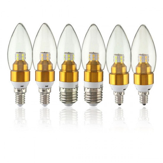 E12/E14/E27 3W Non-Dimmable LED Candle Golden Light Bulb White/Warm White 85-265V