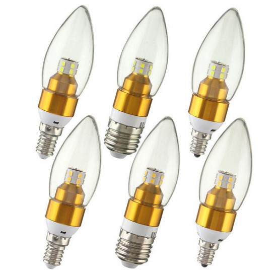 E12/E14/E27 3W Non-Dimmable LED Candle Golden Light Bulb White/Warm White 85-265V E12/E14/E27 3W Non-Dimmable LED Candle Golden Light Bulb White/Warm White 85-265V