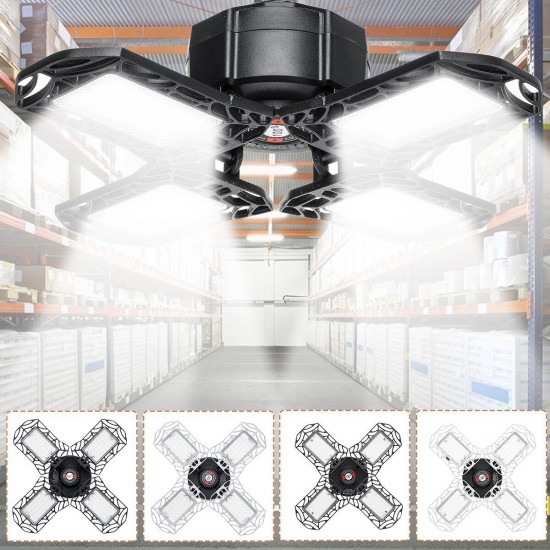 E26 E27 80W 100W E27 LED Bulb Four-Leaves Shop Garage Light Deformable Panels Ceiling High Bay Lamp AC85-265V E26 E27 80W 100W E27 LED Bulb Four-Leaves Shop Garage Light Deformable Panels Ceiling High Bay Lamp AC85-265V
