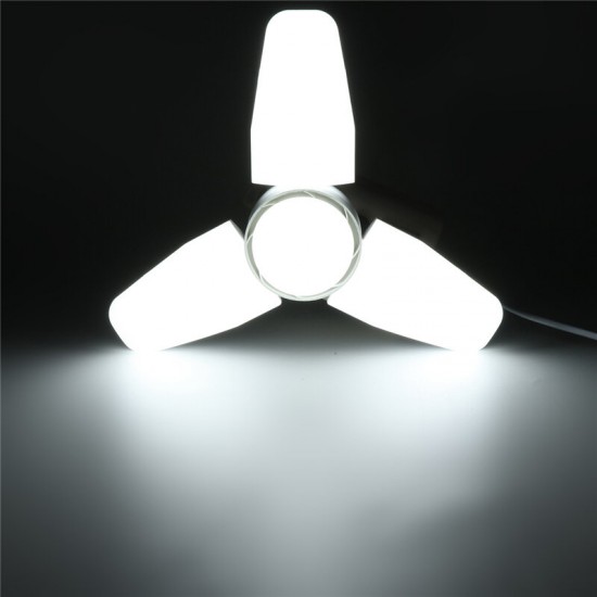 E26/E27 LED Foldable Garage Light 2/3 Leafs Deformable Ceiling Fixture Lights Shop Workshop Lamp