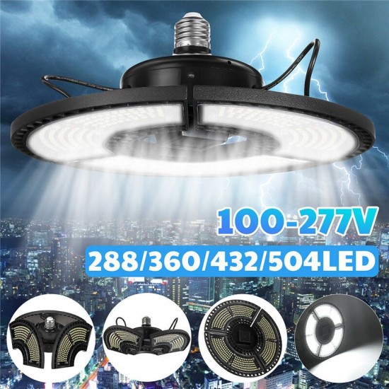 E27 288/360/432/504LED Garage Light Foldable Super Bright Ceiling High Bay Light